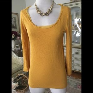 J Crew 100% cotton long sleeve mustard yellow topped size S